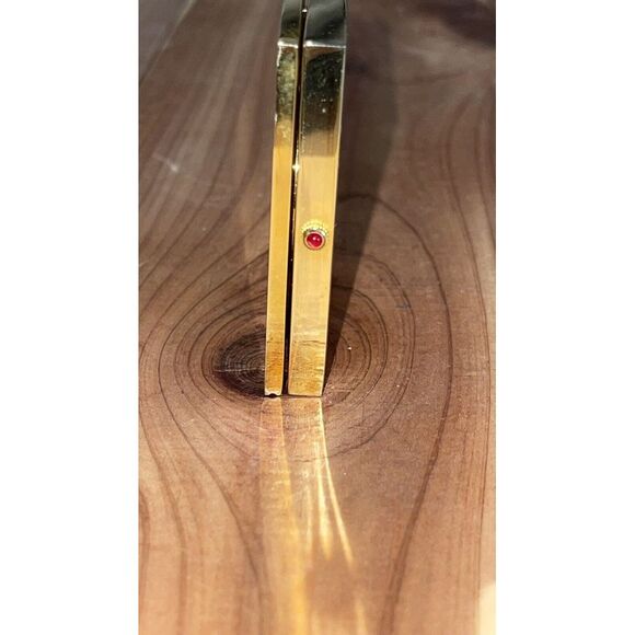 Very Rare Chass Folding Miniature Quartz Brass Desk Clock Picture Frame - Picture 8 of 14